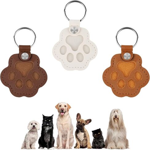 3 PCS PET PET PAW على شكل جلود سلسلة مفاتيح ، سلسلة مفاتيح شعر الحيوانات الأليفة ، هدايا ميموريال ميموريال ، حامل مفتاح مصنوع يدويًا لجمع شعر القط والكلب (أبيض ، بني داكن ، بني كامن) in Saudi Arabia