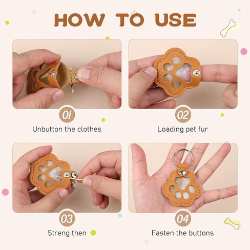3 PCS PET PET PAW على شكل جلود سلسلة مفاتيح ، سلسلة مفاتيح شعر الحيوانات الأليفة ، هدايا ميموريال ميموريال ، حامل مفتاح مصنوع يدويًا لجمع شعر القط والكلب (أبيض ، بني داكن ، بني كامن) in Saudi Arabia
