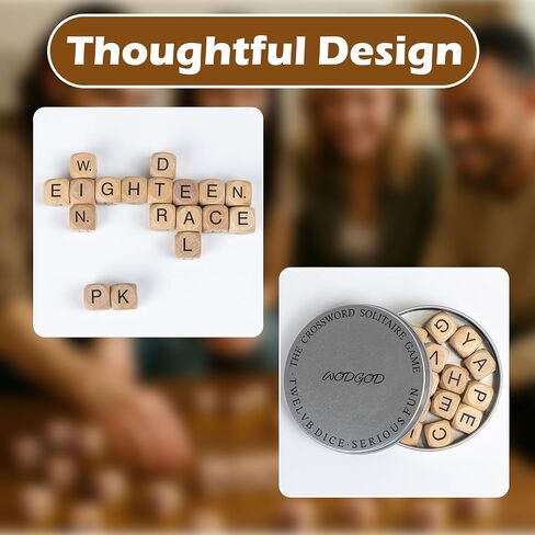 Crossword Dice Challenge Set for Adults – 18 Wooden Letter Dice with Enhanced Vowel Distribution for Multiplayer Games & Vocabulary Building in Saudi Arabia