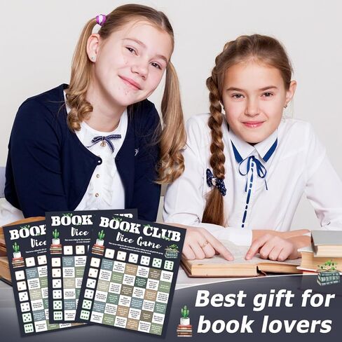 24 Set Book Club Dice Game Cards for Adults Reading Group Discussion Question Cards with Reward Stickers Book Review Dice Game for Night Books Party Favors Readers BookLovers Community Gift in Saudi Arabia
