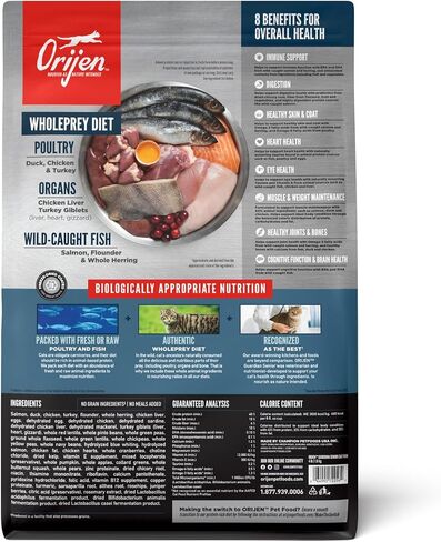 ORIJEN Guardian 8 Grain Free High Protein Premium Dry Cat Food 4lb Bag in Kuwait