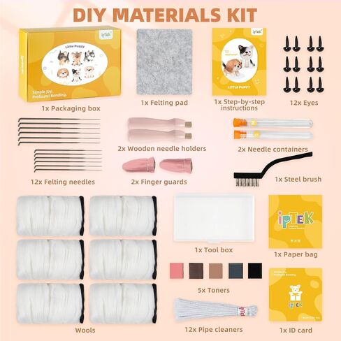 طقم التورط الإبرة Iptek ، 6 قطع القطط التي تصنع طقم مبتذات الإبرة الصوفية مع تعليمات ، ومجموعات التلبيس للمبتدئين ، ومبتدئين إبرة كيت ، ومجموعة الصوف (6 قطط حزمة) in Kuwait