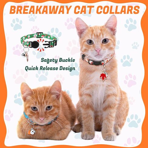 18 Pcs Holiday Cat Collars Halloween Cat Collars with Bell Adjustable Breakaway Kitten Collar with Plastic Buckle for Holiday Pet Cat Costume in Saudi Arabia