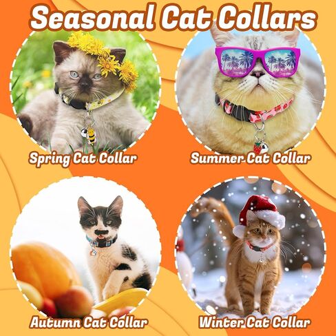 18 Pcs Holiday Cat Collars Halloween Cat Collars with Bell Adjustable Breakaway Kitten Collar with Plastic Buckle for Holiday Pet Cat Costume in Saudi Arabia