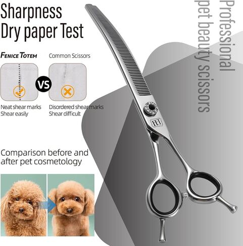 Dog Grooming Scissors: 7.0 inch Professional Pet Curved Thinning Shears Made Of Japanese 440C Advanced Stainless Steel for Dogs Cats and Other Pets in Kuwait