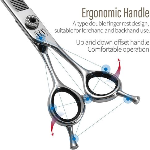 Dog Grooming Scissors: 7.0 inch Professional Pet Curved Thinning Shears Made Of Japanese 440C Advanced Stainless Steel for Dogs Cats and Other Pets in Kuwait
