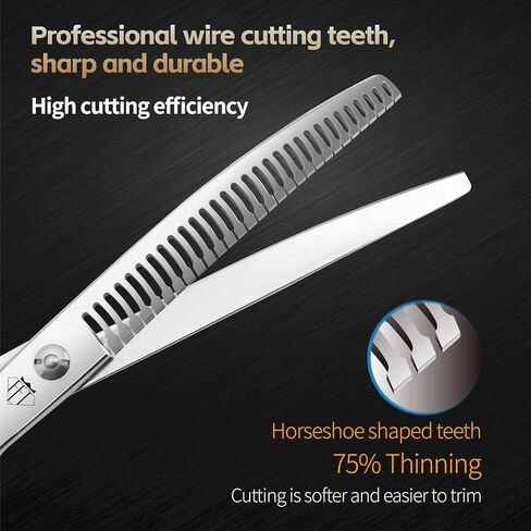 Dog Grooming Scissors: 7.0 inch Professional Pet Curved Thinning Shears Made Of Japanese 440C Advanced Stainless Steel for Dogs Cats and Other Pets in Kuwait
