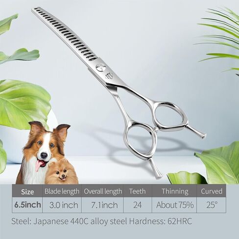 Dog Grooming Scissors: 7.0 inch Professional Pet Curved Thinning Shears Made Of Japanese 440C Advanced Stainless Steel for Dogs Cats and Other Pets in Kuwait