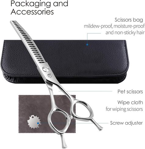 Dog Grooming Scissors: 7.0 inch Professional Pet Curved Thinning Shears Made Of Japanese 440C Advanced Stainless Steel for Dogs Cats and Other Pets in Kuwait