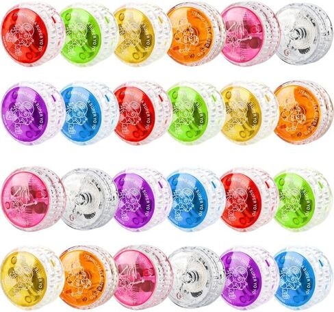 24 Pcs Colorful Light up Yo Yo Ball Bulk LED Responsive Ball Auto Return Bearing Balls Yoyo for Kids Beginner Birthday Classroom Bag Fillers Prizes Gifts, 8 Colors in Kuwait