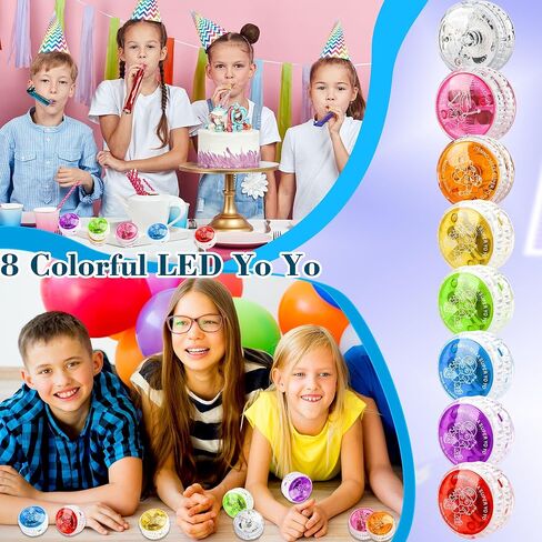 24 Pcs Colorful Light up Yo Yo Ball Bulk LED Responsive Ball Auto Return Bearing Balls Yoyo for Kids Beginner Birthday Classroom Bag Fillers Prizes Gifts, 8 Colors in Kuwait