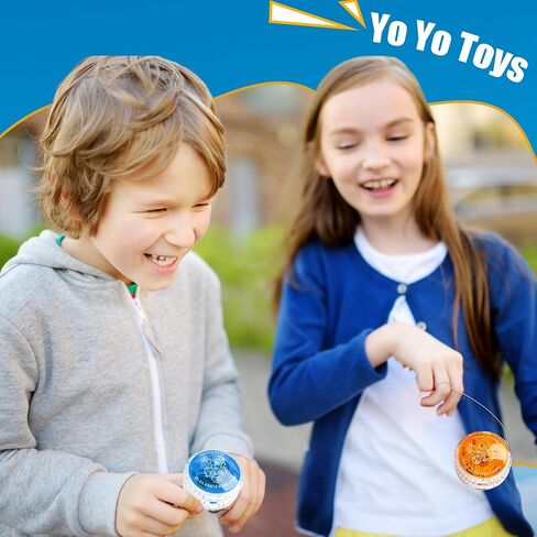 24 Pcs Colorful Light up Yo Yo Ball Bulk LED Responsive Ball Auto Return Bearing Balls Yoyo for Kids Beginner Birthday Classroom Bag Fillers Prizes Gifts, 8 Colors in Kuwait