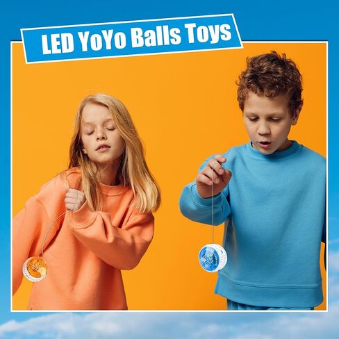 24 Pcs Colorful Light up Yo Yo Ball Bulk LED Responsive Ball Auto Return Bearing Balls Yoyo for Kids Beginner Birthday Classroom Bag Fillers Prizes Gifts, 8 Colors in Kuwait