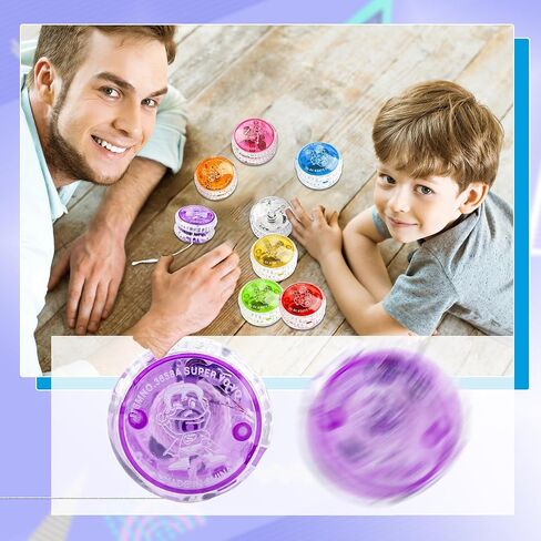 24 Pcs Colorful Light up Yo Yo Ball Bulk LED Responsive Ball Auto Return Bearing Balls Yoyo for Kids Beginner Birthday Classroom Bag Fillers Prizes Gifts, 8 Colors in Kuwait