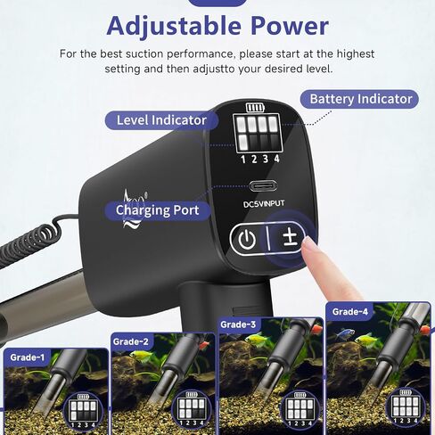 AQQA Electric Aquarium Aquarium Cleaner Cleaner - 8W/213GPH TABLE TANK TANCHER ATTROALS ATOLSITION AUTORAL AUTORTION in Kuwait