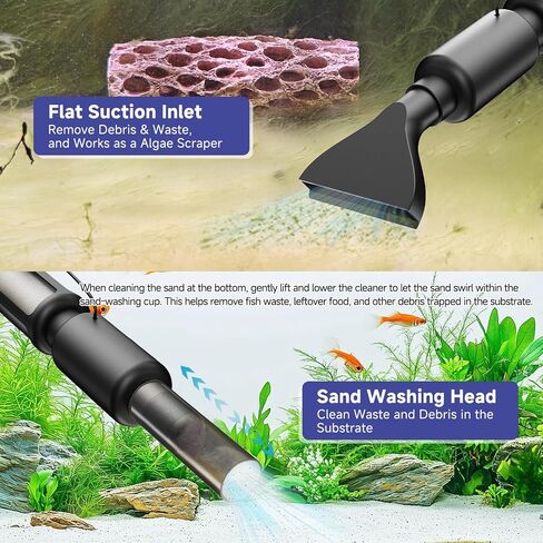 AQQA Electric Aquarium Aquarium Cleaner Cleaner - 8W/213GPH TABLE TANK TANCHER ATTROALS ATOLSITION AUTORAL AUTORTION in Kuwait