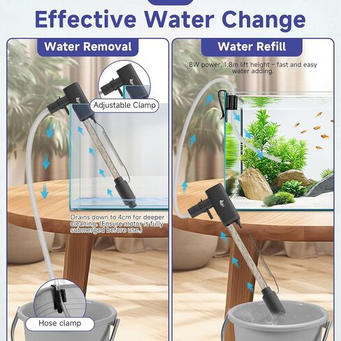 AQQA Electric Aquarium Aquarium Cleaner Cleaner - 8W/213GPH TABLE TANK TANCHER ATTROALS ATOLSITION AUTORAL AUTORTION in Kuwait
