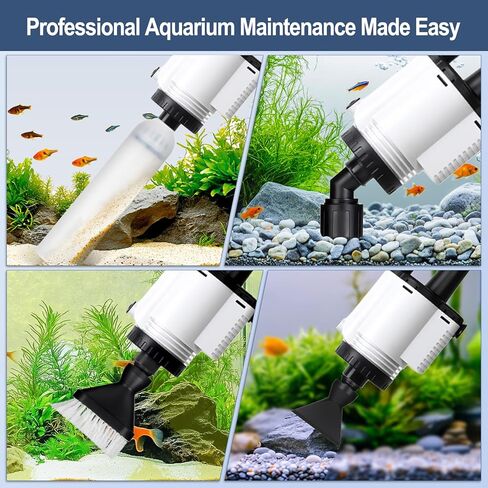 AQQA Electric Fish Tank Cleaner - 30 واط ماء ماء مع فراغ الحصى ، وفرشاة فوهة الزاوية ، وزيادة الأكسجين ، إلخ الملحقات الكاملة ، ومضخة 480 GPH لخزانات المياه المالحة العذبة in Kuwait