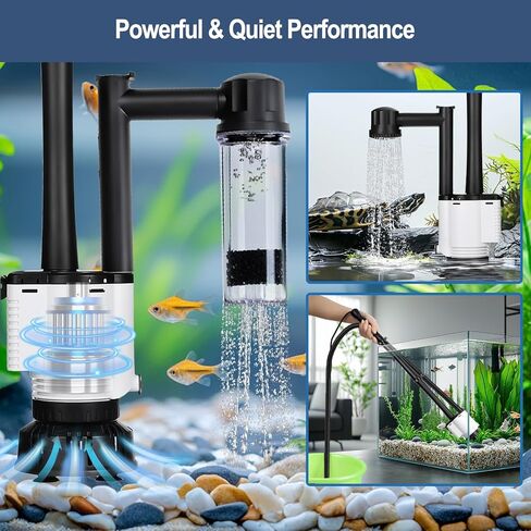 AQQA Electric Fish Tank Cleaner - 30 واط ماء ماء مع فراغ الحصى ، وفرشاة فوهة الزاوية ، وزيادة الأكسجين ، إلخ الملحقات الكاملة ، ومضخة 480 GPH لخزانات المياه المالحة العذبة in Kuwait