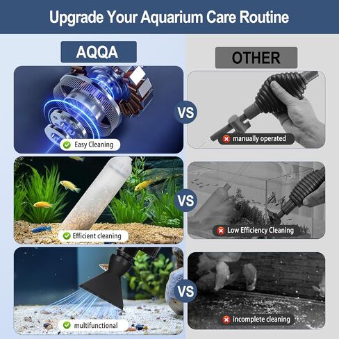 AQQA Electric Fish Tank Cleaner - 30 واط ماء ماء مع فراغ الحصى ، وفرشاة فوهة الزاوية ، وزيادة الأكسجين ، إلخ الملحقات الكاملة ، ومضخة 480 GPH لخزانات المياه المالحة العذبة in Kuwait