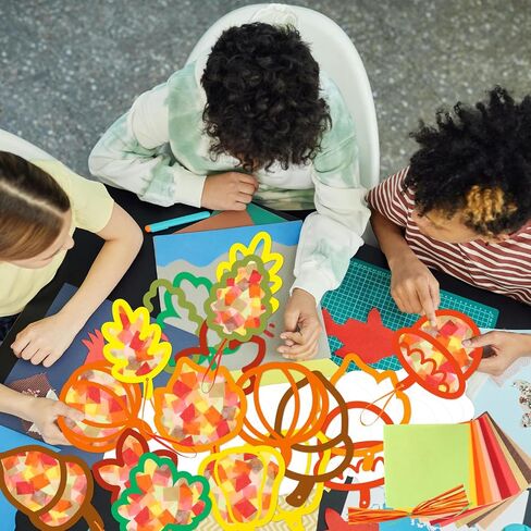 Ceiba Tree Fall Fall Suncatcher Crafts for Kids Leaves Cumpkin Acorn Redouts with tissue paper antumn diy window window stined glass kit kit in Kuwait