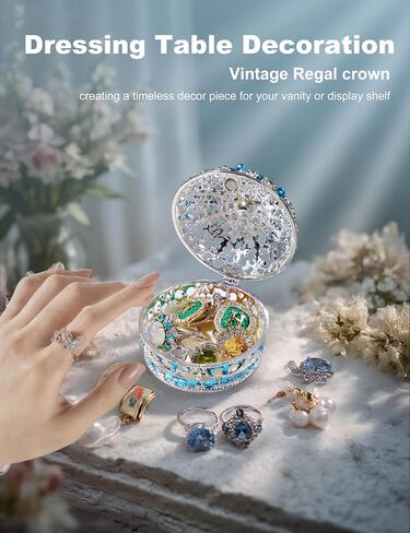Crown Jewelry Box, Crown Holder Display Box, Princess Jewelry Box, Travel Jewelry Organizer, Table Trinkets, Mini Enamel Painted Ornaments for Decoration Storage (Carmine Rose) in Saudi Arabia