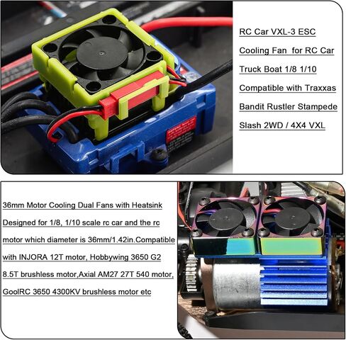 36 مم مروحة مروحة الحرارة 28000PRM استبدال #3340 مع مروحة تبريد المحرك RC 36 مم VXL-3S ESC بالارتداد الحراري لمدة 1/8 1/10 TRAXXAS ROSTLER HSP HPI WLTOY TAMIYA REDCAT PRO-LINE 540 550 MOTOR (الأرجواني ، الأحمر) in Saudi Arabia