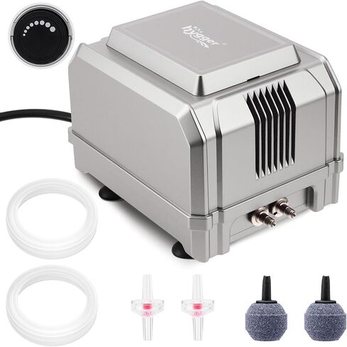 hygger 5W/8W Aquarium Air Pump: Powerful Adjustable Fish Tank Air Pump, Dual Outlets Oxygen Aerator, Oxygen Pump for Up to 200 Gallons Aquariums, for Freshwater, Saltwater, Hydroponics in Saudi Arabia