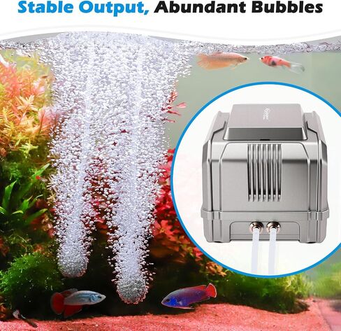 hygger 5W/8W Aquarium Air Pump: Powerful Adjustable Fish Tank Air Pump, Dual Outlets Oxygen Aerator, Oxygen Pump for Up to 200 Gallons Aquariums, for Freshwater, Saltwater, Hydroponics in Saudi Arabia