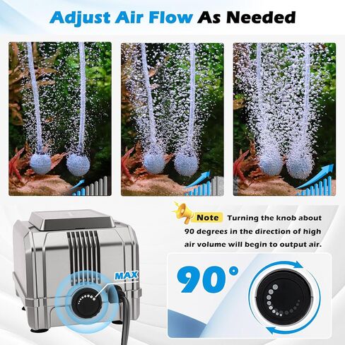 hygger 5W/8W Aquarium Air Pump: Powerful Adjustable Fish Tank Air Pump, Dual Outlets Oxygen Aerator, Oxygen Pump for Up to 200 Gallons Aquariums, for Freshwater, Saltwater, Hydroponics in Saudi Arabia