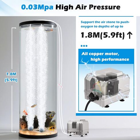 hygger 5W/8W Aquarium Air Pump: Powerful Adjustable Fish Tank Air Pump, Dual Outlets Oxygen Aerator, Oxygen Pump for Up to 200 Gallons Aquariums, for Freshwater, Saltwater, Hydroponics in Saudi Arabia