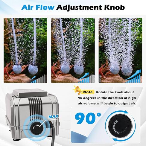 HYGGER 5W/8W Aquarium Air Pump: مضخة هواء خزان السمك القابلة للتعديل القابلة للتعديل ، منافذ مزدوجة أكسجين ، مضخة الأكسجين لما يصل إلى 200 غالون ، للمياه العذبة ، المياه المالحة ، الزراعة المائية in Kuwait