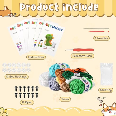 6pcs Crochet Kit للمبتدئين ، 2026 مجموعة الحياكة مع دروس فيديو خطوة بخطوة ، مجموعة Crochet Animals Kit Kit Crochet Kit للبالغين in Saudi Arabia