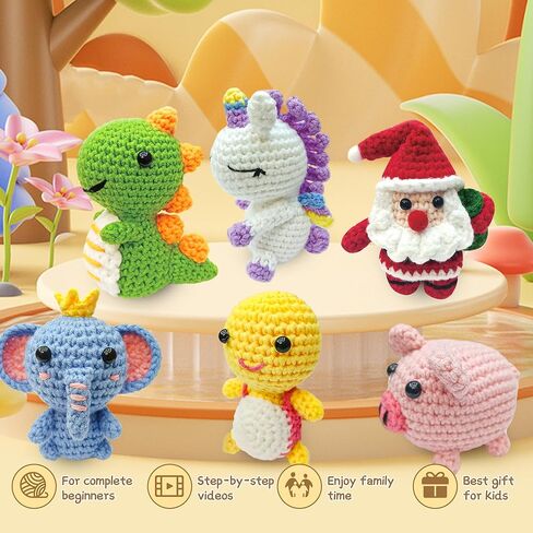 6pcs Crochet Kit للمبتدئين ، 2026 مجموعة الحياكة مع دروس فيديو خطوة بخطوة ، مجموعة Crochet Animals Kit Kit Crochet Kit للبالغين in Saudi Arabia