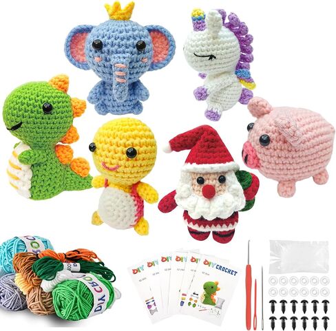 6pcs Crochet Kit للمبتدئين ، 2026 مجموعة الحياكة مع دروس فيديو خطوة بخطوة ، مجموعة Crochet Animals Kit Kit Crochet Kit للبالغين in Saudi Arabia
