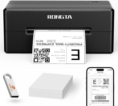 Rongta 4x6 Bluetooth Thermal Shipping Label Printer, Wireless Shipping Label Maker for Amazon FBA, Ebay, Shopify, FedEx | Compatible with Windows/Mac/Android/iOS (Black) in Kuwait