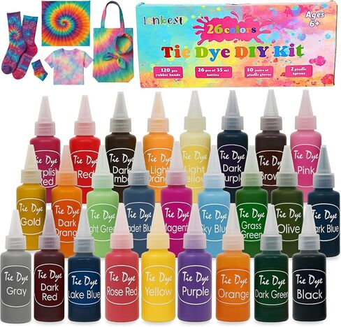 Tie Dye Kit for Kids & Adults - Complete DIY Tie Dye Set w/Tie Dye Powder in Tie Dye Refill Packets -Fun Kids Tie Dye Kit w/Nozzle Spray Tie Dye Kit for Fabric - Dye for Clothing (Pack of 18, 60 ml) in Saudi Arabia