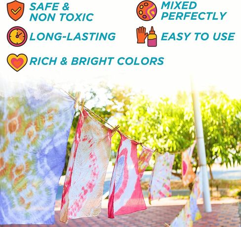 Tie Dye Kit for Kids & Adults - Complete DIY Tie Dye Set w/Tie Dye Powder in Tie Dye Refill Packets -Fun Kids Tie Dye Kit w/Nozzle Spray Tie Dye Kit for Fabric - Dye for Clothing (Pack of 18, 60 ml) in Saudi Arabia