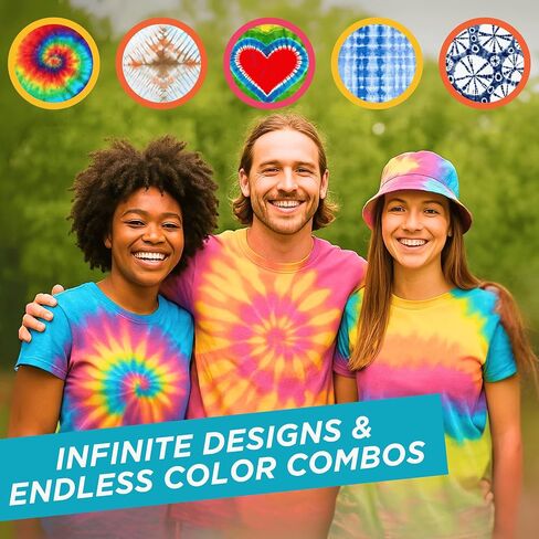 Tie Dye Kit for Kids & Adults - Complete DIY Tie Dye Set w/Tie Dye Powder in Tie Dye Refill Packets -Fun Kids Tie Dye Kit w/Nozzle Spray Tie Dye Kit for Fabric - Dye for Clothing (Pack of 18, 60 ml) in Saudi Arabia