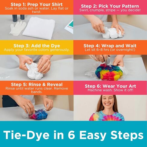 Tie Dye Kit for Kids & Adults - Complete DIY Tie Dye Set w/Tie Dye Powder in Tie Dye Refill Packets -Fun Kids Tie Dye Kit w/Nozzle Spray Tie Dye Kit for Fabric - Dye for Clothing (Pack of 18, 60 ml) in Saudi Arabia