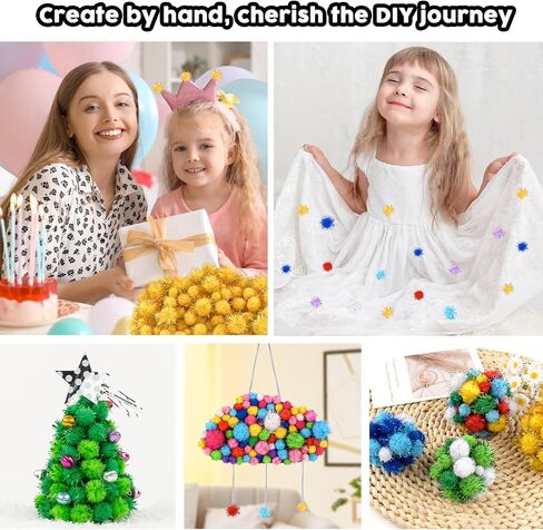 Nachlynn 1000 Glitter Pom Poms Bulk 4 أحجام متنوعة ناعمة ناعمة pom poms لأنشطة ديكورات الحرف اليدوية مع حقيبة تخزين (أسود) in Kuwait