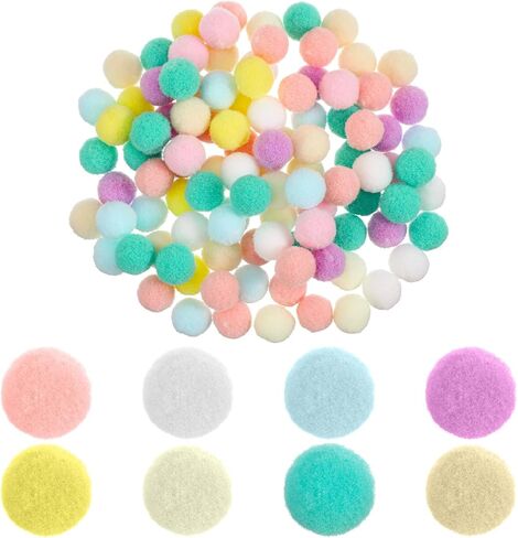 200 Pieces Pom Poms Balls for Crafts, 1 Inch Pompom Ball, Multicolor Fuzzy Ball for Crafts, Fuzzy Pompom Puff Balls for DIY Arts, Craft Making Decorations Projects, Home Party Decorations in Saudi Arabia