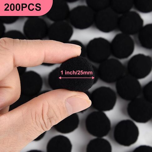 anpunat 200 pcs craft pom poms 1 inch كرات شعرت للأطفال DIY Art Creative Projects and Decoration (White) in Kuwait
