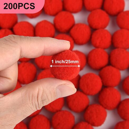 anpunat 200 pcs craft pom poms 1 inch كرات شعرت للأطفال DIY Art Creative Projects and Decoration (White) in Saudi Arabia