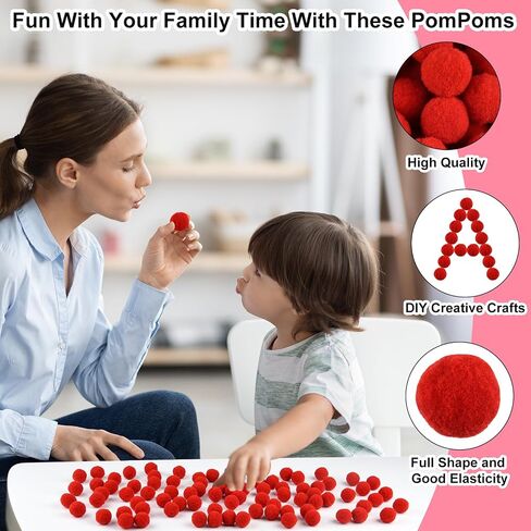 anpunat 200 pcs craft pom poms 1 inch كرات شعرت للأطفال DIY Art Creative Projects and Decoration (White) in Saudi Arabia
