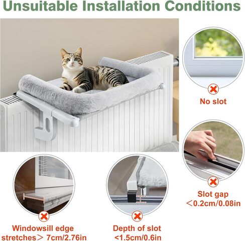 Sunhoo Cat Window Perch Hammock Sturdy Windowsill Set المقعد للقطط الكبيرة لا يوجد حفر لا يوجد رف كيتي قابل للتعديل مع غطاء قابل للغسل ، ويحتفظ مجموعة سهلة بما يصل إلى 40 رطلاً 24.2 * 15 بوصة (رمادي ، ل) in Kuwait