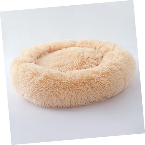 Happyyami Luxury Faux Fur Donut Self Warming Round Cushion for Cats and Cozy Small Beige for Joint Relief and Improved Sleep in Saudi Arabia