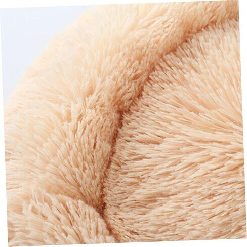 Happyyami Luxury Faux Fur Donut Self Warming Round Cushion for Cats and Cozy Small Beige for Joint Relief and Improved Sleep in Saudi Arabia