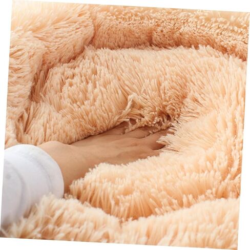Happyyami Luxury Faux Fur Donut Self Warming Round Cushion for Cats and Cozy Small Beige for Joint Relief and Improved Sleep in Saudi Arabia