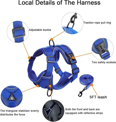 SOLMOONY Small Dog Harness,Soft Mesh Puppy Harness and Leash Set,No Escape Cat Harnesses for Training Walking,Reflective Adjustable Puppy Vest for Small Medium Dogs, Cats (Grey, M) in Kuwait